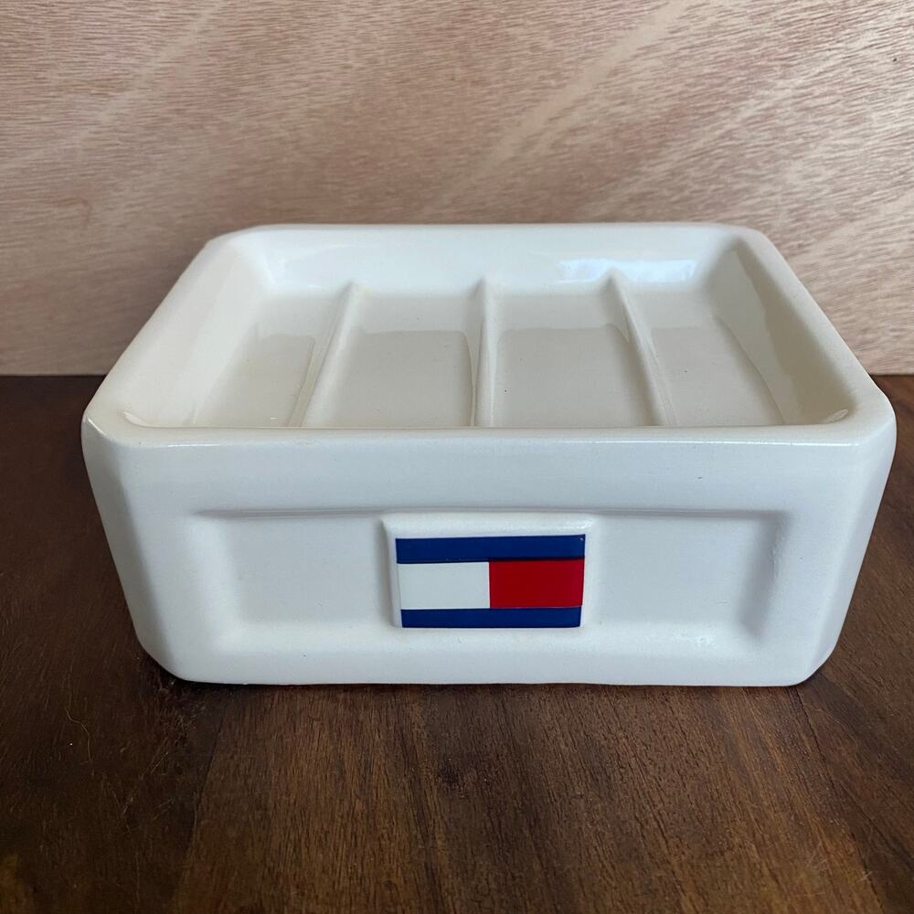 Vintage Tommy Hilfiger Ceramic Soap Dish Tray 1998 Preppy Bathroom Decor